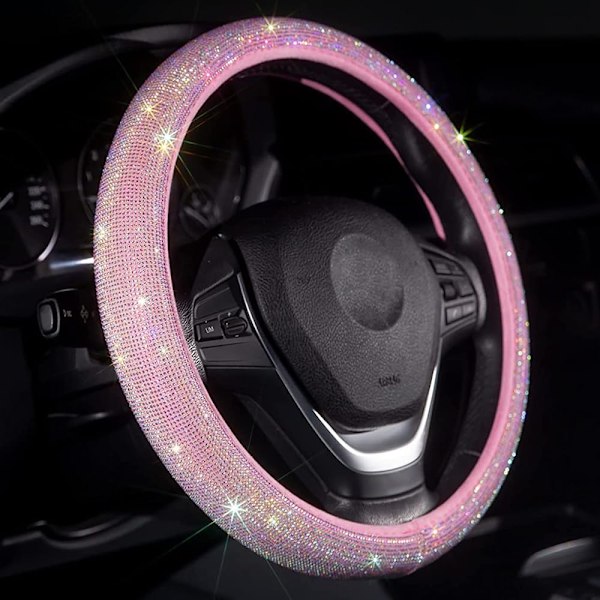 Bil Bling Ratt Skydd för Kvinnor Flickor Vinröd 15 Tum Universal Röd Kristall Strass Diamanter Bling Bling Tillbehör An Pink