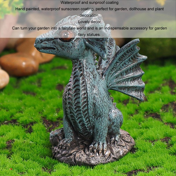 Miniature dragevejledning statue sæt syntetisk harpiks fe statue tilbehør til have græsplæne altan