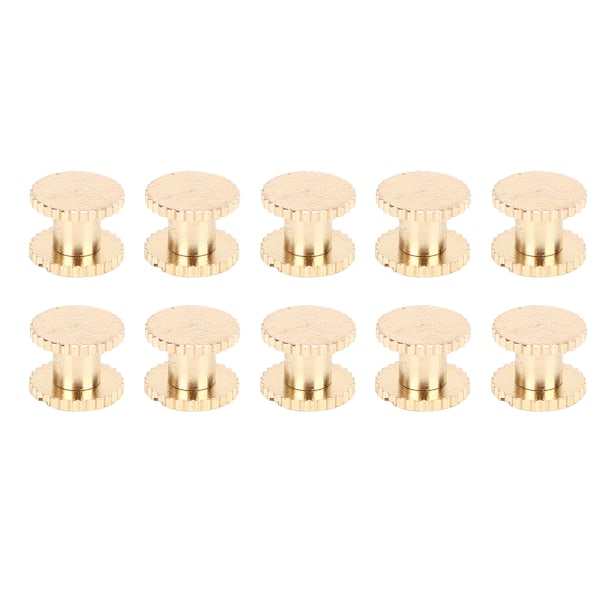 10 stk flate hoderiveter Stud Knurled Messingfestere for belter Ryggsekker Møbler Gull