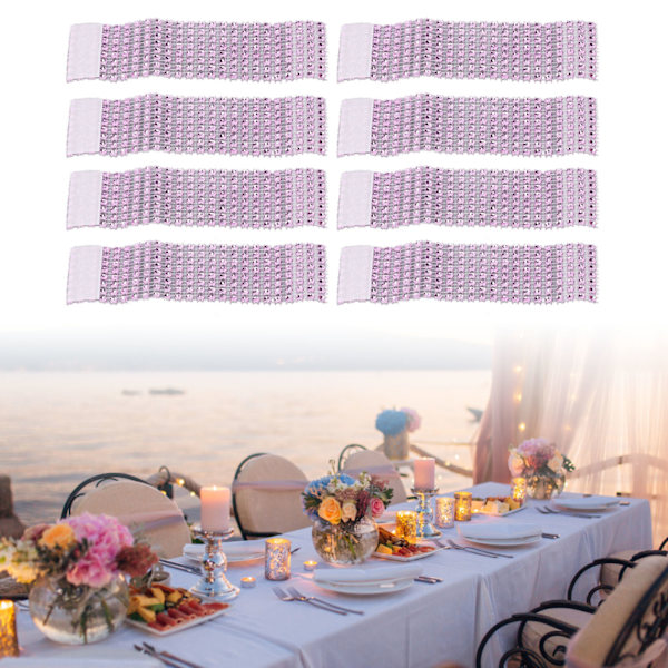 50 stk serviettringer rosa skinnende dekorative rhinstein serviettringer for DIY bryllupsbuketter kakeholdere