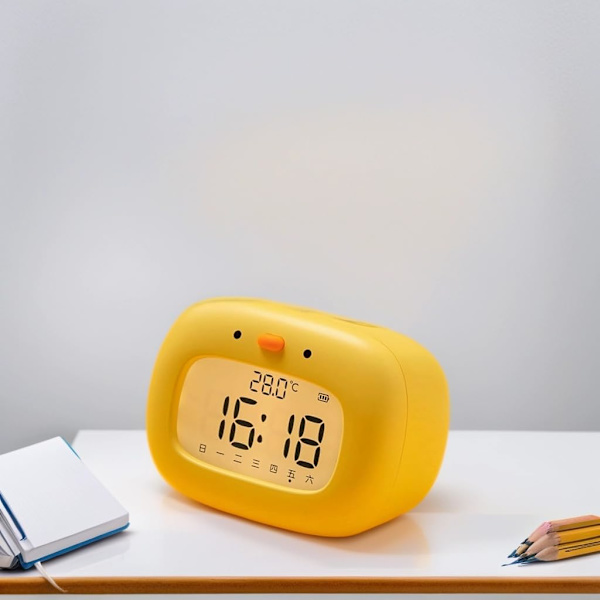 Vækkeur til Børn, LED Sød Vækkeur med Digital Display, Børns Søvn-træner, Ok til at Vågne Lys og Natlys, til Børn Yellow