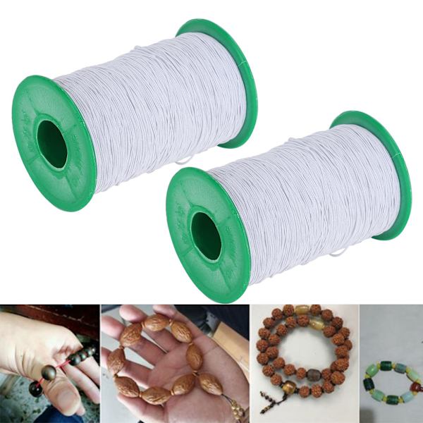 2 ruller elastisk snor perlekjede armbånd halskjede perlefremstilling hvit 1mm 350meter/rull