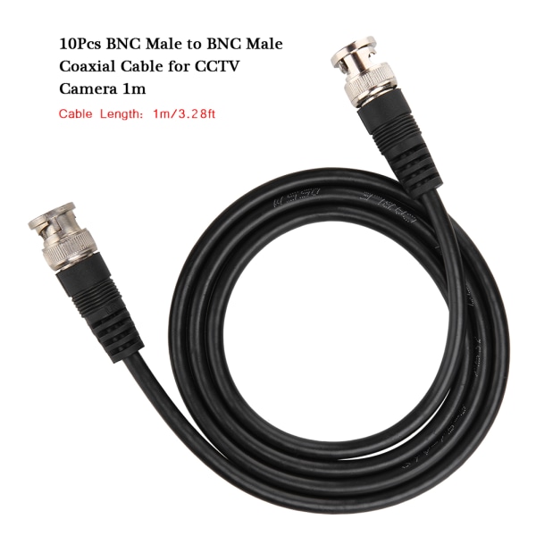 10 stk kobberkerne koaksialkabel BNC han til BNC han kabel til CCTV kamera 1m