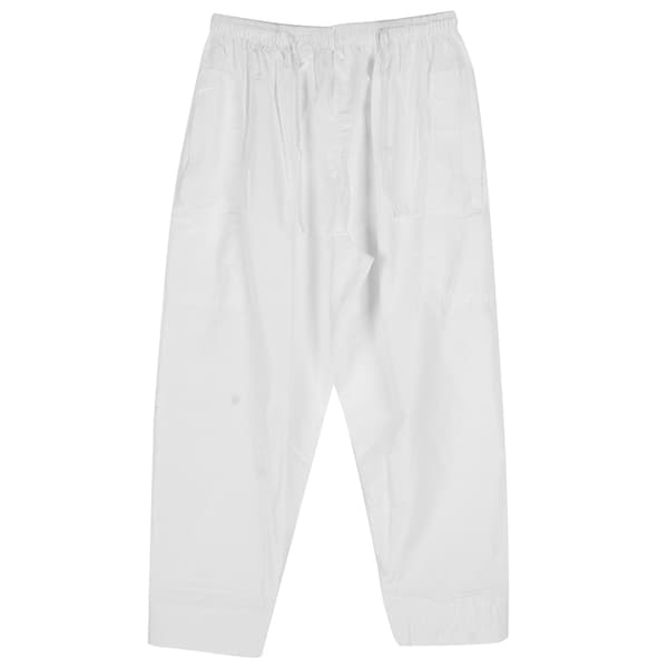 Herr Muslim Byxor Polyester Bomull Lös Stil med Midja Elastiskt Band Afghanska Byxor Kläder(Vit L)