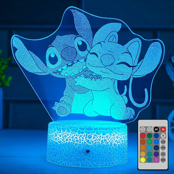 Nattlampa, lampa med fjärrkontroll & smart touch 16 färger som byter dimbar anime bordslampa, perfekt födelsedag jul Stitch-gåvor för pojkar och flickor