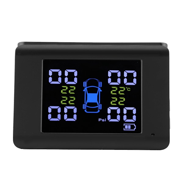Solcellsdriven TPMS 2.4 tum Bil Däcktrycksövervakningssystem med 4 Externa Sensorer ADAS Alarm
