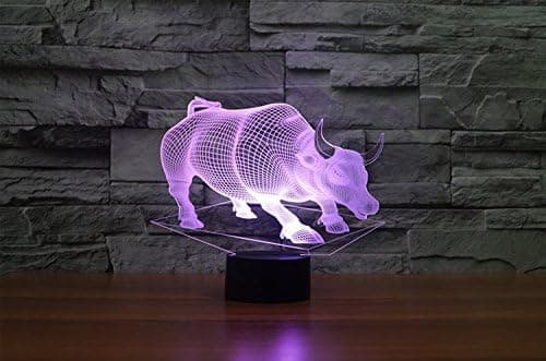 3D Tyr Ko Natlampe Illusions Natlampe 7 Farver Ch