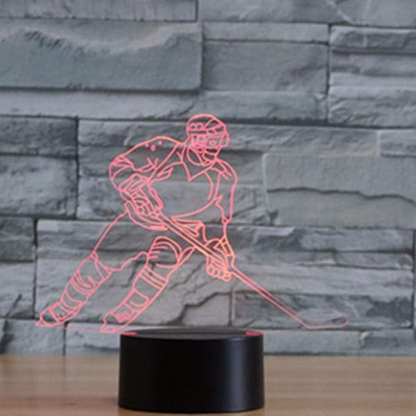 3D Optisk Illusion Farverig Natlampe Tennis Touch USB LE