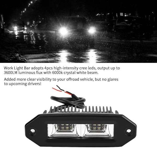 40W Flomlys LED-lyslist Baklys Kjørelys Tåkelys for Jeep ATV UTV SUV Truck BoatD Light B