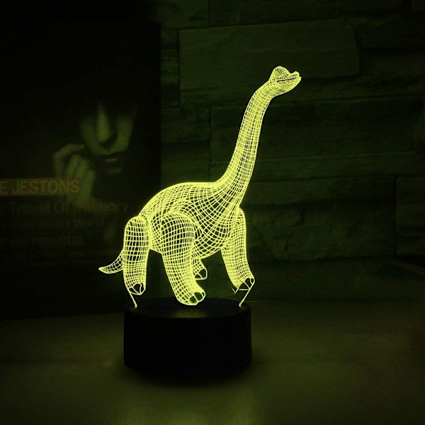 3D Lampa Brachiosaurus Dinosaurie Leksaker Illusion 2D Nattlampa Jul Julfestival Födelsedag Alla hjärtans dag Kärleksgåva
