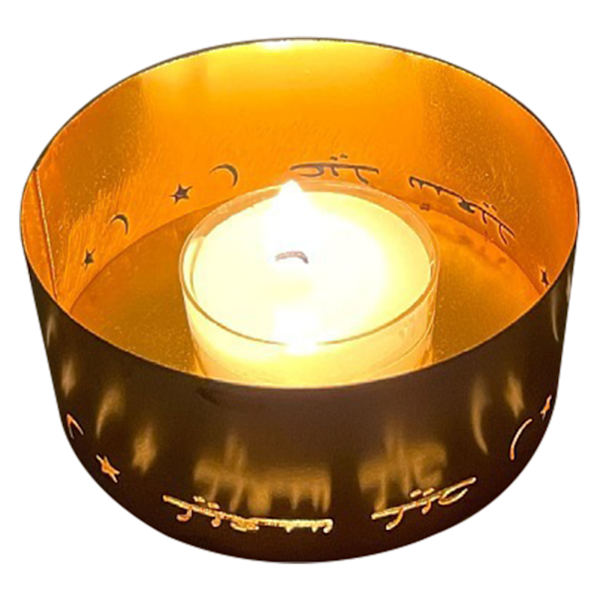 Tealight-ljusstake, elektropläterad metall, ihålig, dekorativ, liten ljusstake för meditation, semesterdekoration, typ 2