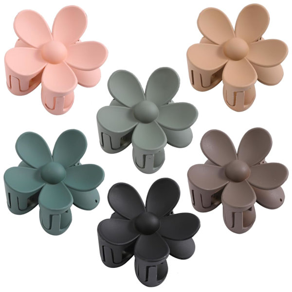 6PCS Blomsterhårklemmer, Matte Klokkeklemmer for Kvinner, Blomsterklemmer for Tykt Tynt Hår, Store Hårklokkeklemmer for Jenter Green