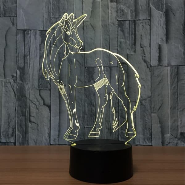 3D LED Vild Ulv Optisk Illusion Natlampe, 7 Farveskift