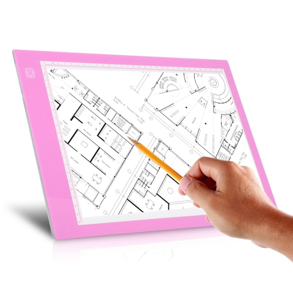 A4 LED Lys Tegnebrett Sporing Tegnebrett Tegne Kopi Pude (A4‑DC Rosa Trinnløs Dimming)