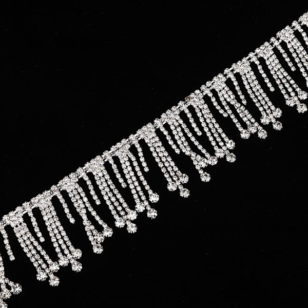 Rhinestone Tassel Chain Handgjord DIY-tillbehör Strass Crystal Diamond Dekorationskedja (Silver)