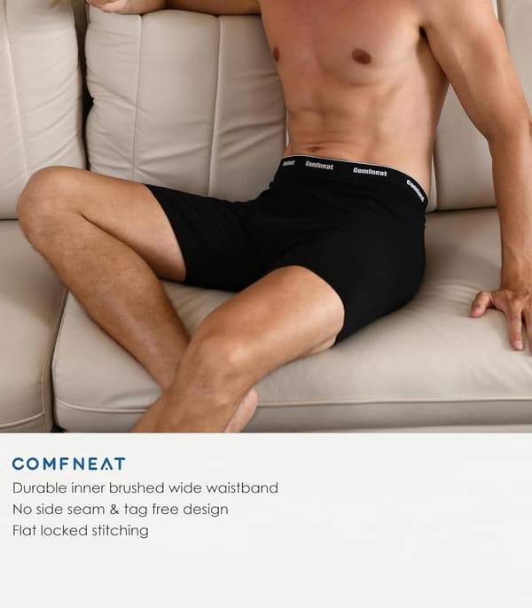 Herre 6-pakning Boxer Briefs Bløde Åndbare Undertøj S-XXL Open Fly All Black L