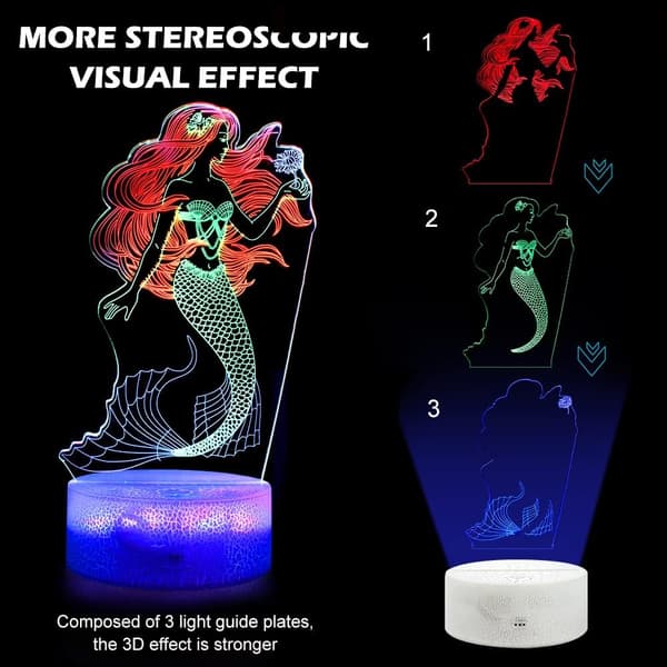 Havfrue 3D Nattlys, Dynamiske RGB-farger som endrer 3D-illusjon