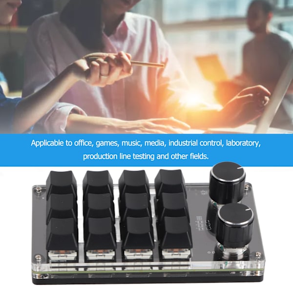 Programmerbar makro-tastatur 2 knotter blå bryter svart 12 taster mini tastatur med RGB for kontorspill musikk media