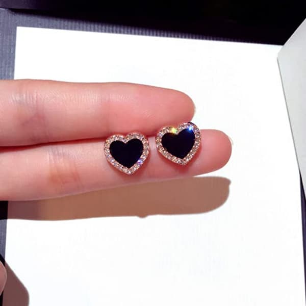 Rhinestone broderi sorte hjerteøreringe til