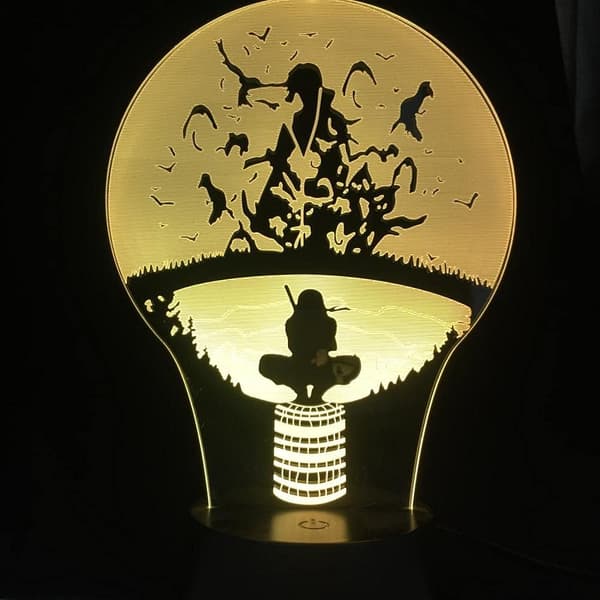 3D Natlampe Uchiha Itachi 3D Visuel Illusion LED Cha