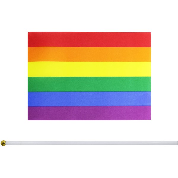 Sateenkaarikäden heiluttava lippu raidallinen sateenkaarilippu, jossa on pieni minilippulippu, 50 kappaleen pakkaus (Pride-lippu)
