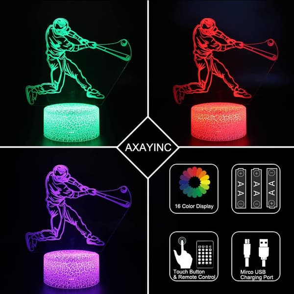 3D Natlampe LED Illusion Skrivebordslampe 7 Farveskift