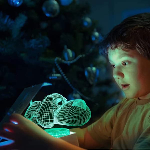 Hund 3D Illusion Lampe, 3D Natlampe Gave til Børn