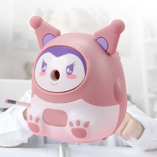 Blyantspidser Børn Manuel Håndholdt Automatisk Fodring Tegneserie Sød Skoleartikler Pink