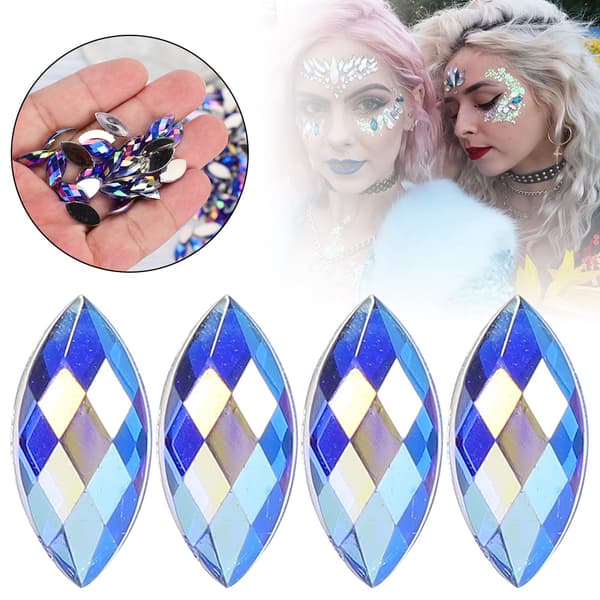 500 stk hesteøyeformet krystall akryl strass flatback mørk blå AB for bryllup DIY fest