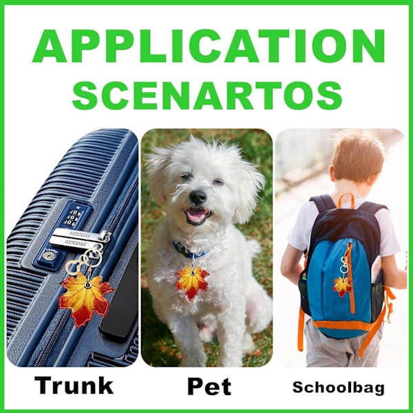 Læder nøgleringholder etui kompatibel med Apple AirTag, sød beskyttende Air Tag cover med nøglering, anti-scratch finder GPS tracker etui til Maple Leaves