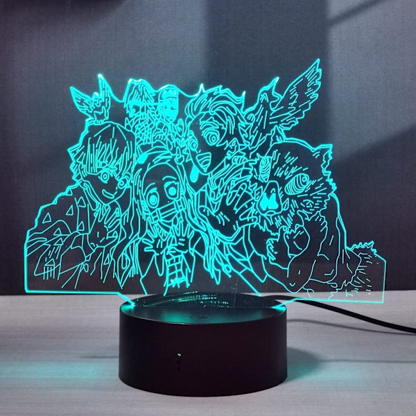 Demon Slayer Nezuko Tanjirou Zenitsu 3D Illusion LED Animelampa RGB 16 Färger Fjärrkontroll Skrivbordsnattlampa för Sovrum