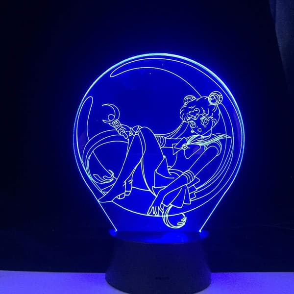 3D Nattlys LED Sailor Moon Anime Lys 3D LED Lampe 7 Fa