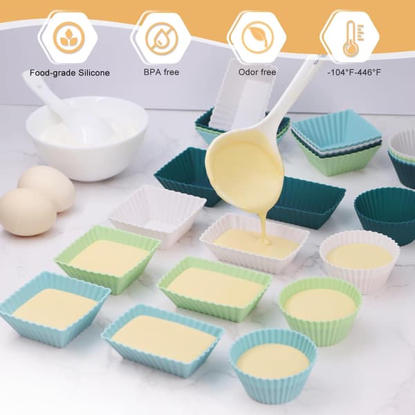 36 stk. genanvendelige flerfarvede silikonebageforme, non-stick bento-boksdelere til muffins og måltidsforberedelse