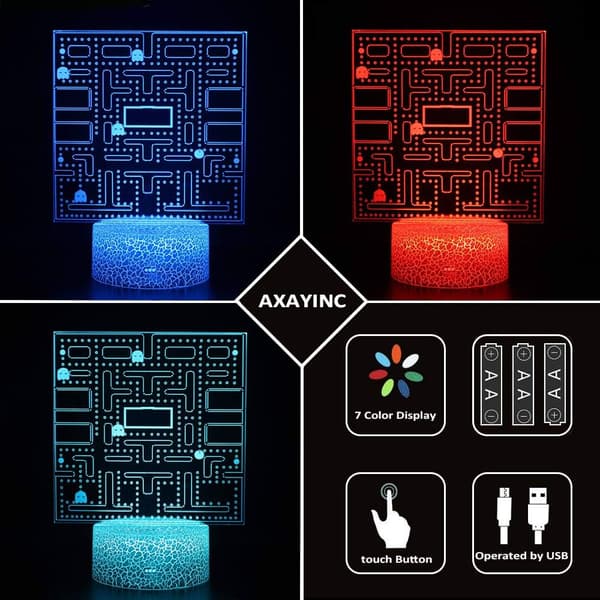 3D Natlampe LED Illusion Skrivebordslampe 7 Farveskift