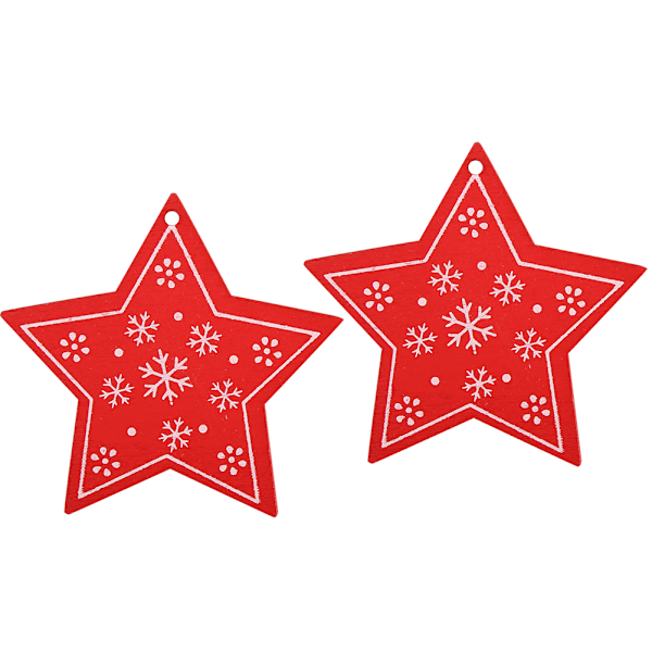 50 Pcs Wooden Pendant Decorative Ornament Home DIY Accessory Painted Artware (five Pointed Star Red)