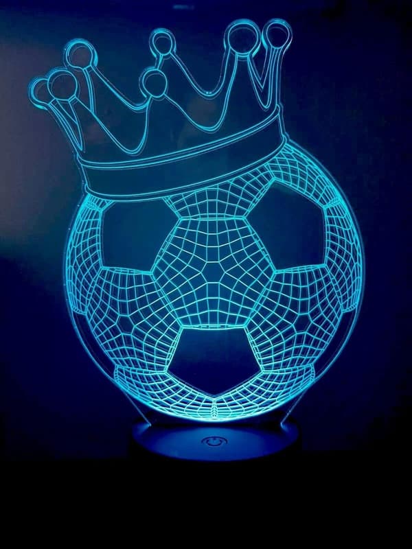 3D Krone Fodbold Natlampe Illusion Led 7 Farve Changi