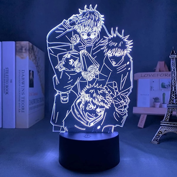 Jujutsu Kaisen Gojo 3D Illusions nattlampe med smart berøring, RGB-effekt, USB-kabeldrevet, kreativ japansk anime 3D-lampe - Ideell gave