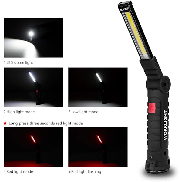 Verktygsgåvor för Män 2-pack Laddbara LED-arbetslampor med Magnetisk Bas, 360° Rotation, Mångsidig Belysning för Reparationer, Utomhus, Julgåvor, Gåvor