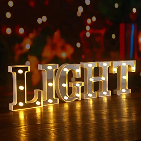 LED-bokstavsljus 26 alfabet tänds bokstäver