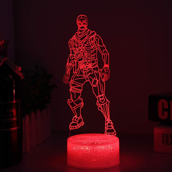 Fjernstyrt 3D nattlyslampe med 16 farger, skiftende visuell effekt, skrivebordslampe, nattbordlampe, hjemmedekorasjon til soverommet