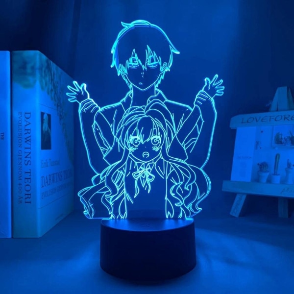 Toradora Anime 3D Illusion Natlampe Hjemmeværelses Dekoration Akryl LED Lys Julegave Lamper (16 Farver med Fjernbetjening)