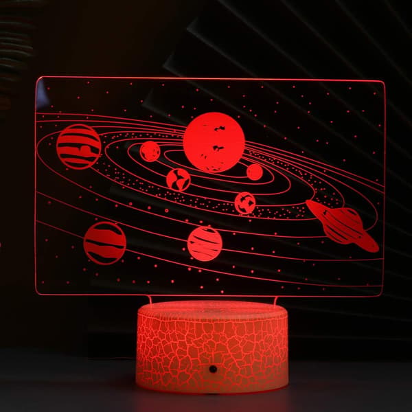 Sol System 3D Illusjon Nattlys, 7 Farger Nattlys