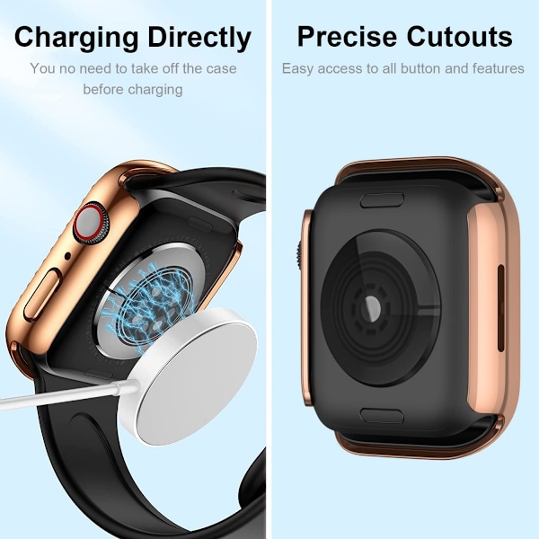 För Apple Watch Series 7 41 mm, Lyxigt Kristall Rhinestone Stiv PC-Ramskydd Apple Watch Series 7 - Allround Bumper Case (roséguld)