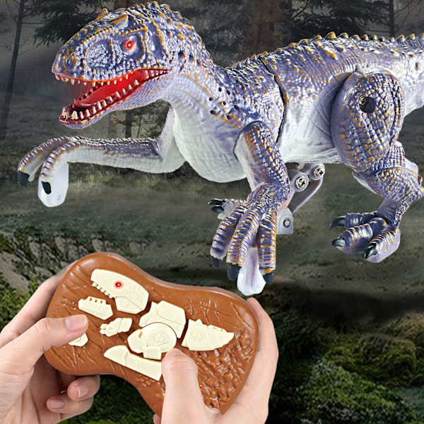 Fjärrkontroll Dinosaurie Modell 2.4G Realistisk Gående Rytande Pedagogisk RC Dinosaurie Leksak för Barn Velociraptor