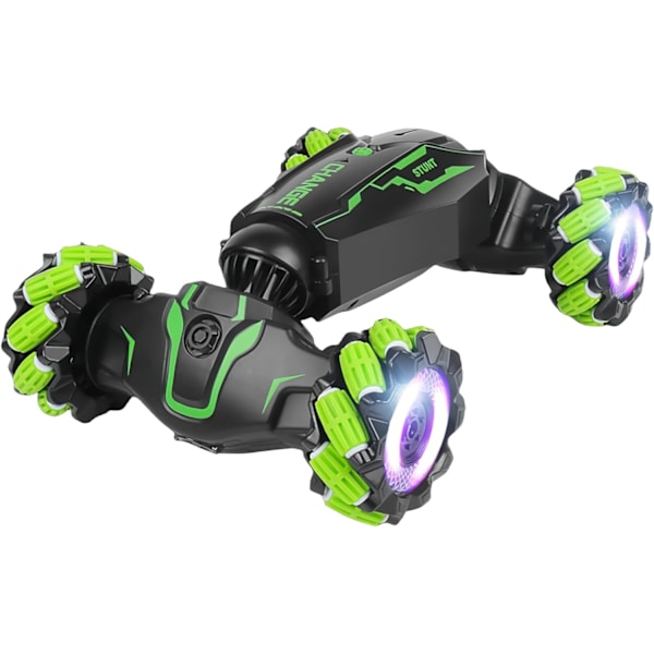Oppgradert håndgestkontrollert RC Stuntbil med lys, musikk, spraytåke, gestkontrollert transformert bil, 360° spinn, terrengmonstertruck for gutter Green
