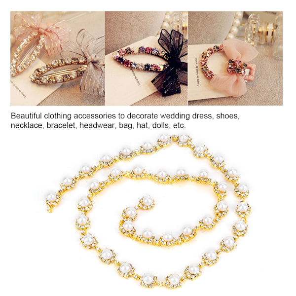1 meter Rhinestone kedja pärla kristall sy på applikation DIY bröllopsklänning kläder trim #4