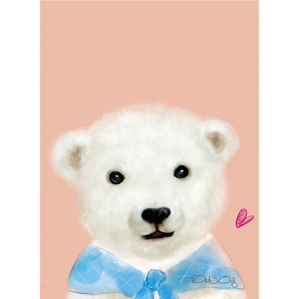 Cartoon Alpaca, Bear och Pingvin Väggkonst Canvas Tryck Affisch, Enkelt Sött Vatten