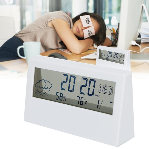 Alarmklocka LED Temperatur och Luftfuktighet Digital Display Natt Användning Ögonskydd Klocka
