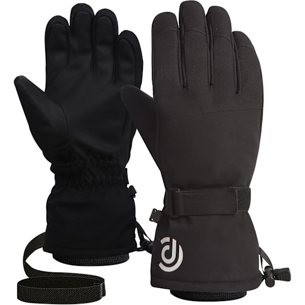 Vinterhandskar för Män och Kvinnor, Varma Vattentäta Skidhandskar, 5 Lager, Pekskärm, Snöhandskar för Kallt Väder Black XL