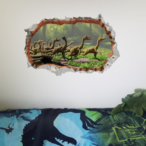 3D Dinosaur Veggklistremerer Skrell og Lim Fjernbar Veggkunstdekorasjon for Gutter Barnerom Stue